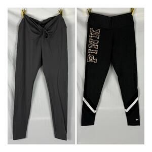 Victoria's Secret PINK Leggings Lot of 2 Medium Gray Ruched Yoga Pants